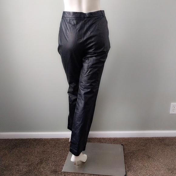 VTG Nine West Black Leather Flare Trousers 6 - Picture 4 of 5